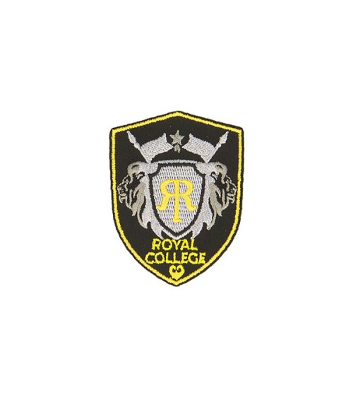Royal college iron-on patch black/yellow 4.6cm x 6cm