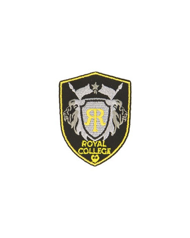 Royal college iron-on patch black/yellow 4.6cm x 6cm