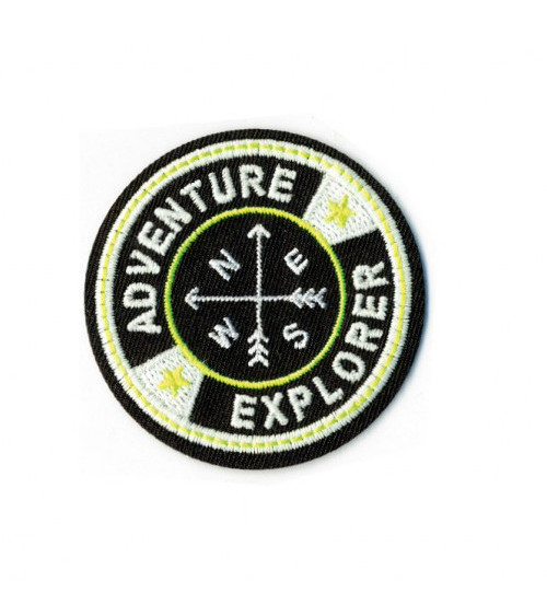 Lot de 3 écussons thermocollants luminescent adventure explorer noir 60mm