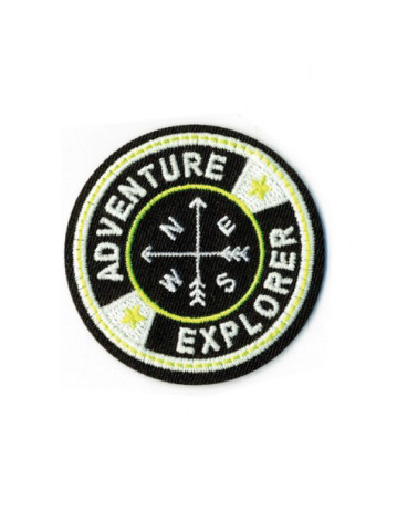Set of 3 black luminescent adventure explorer iron-on patches 60mm