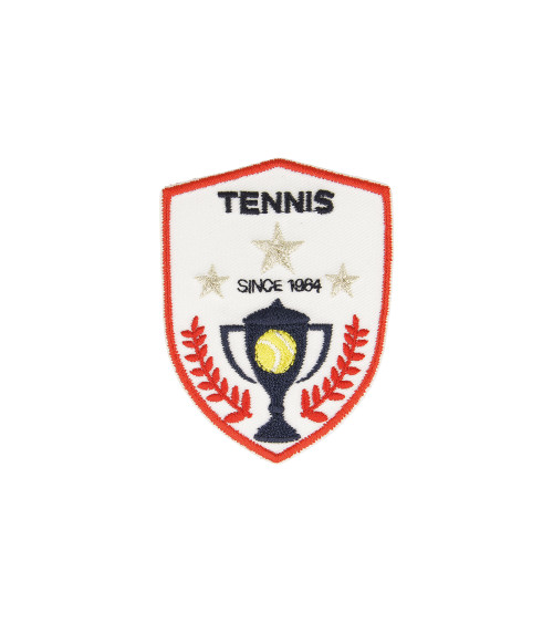 Ecusson thermocollant blason fd blanc tennis 5x6cm