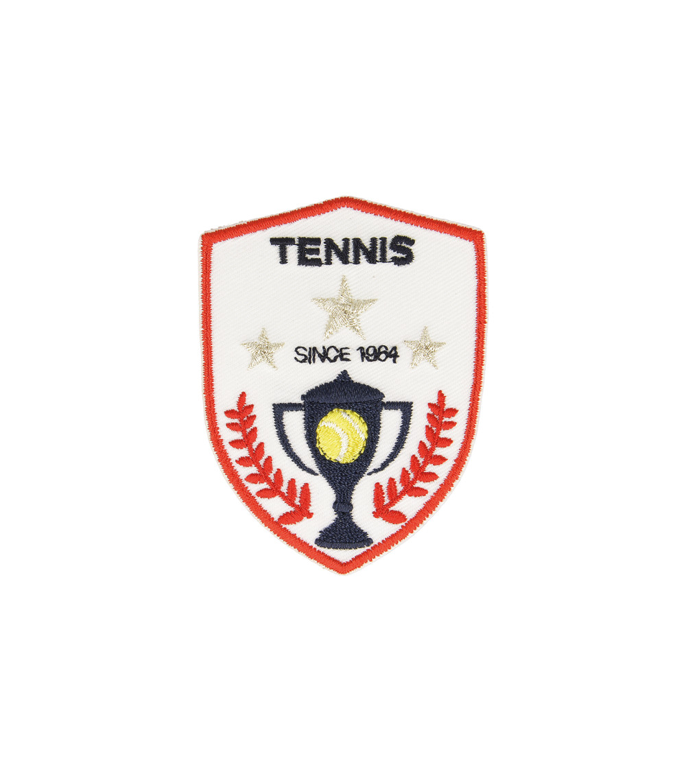 Ecusson thermocollant blason fd blanc tennis 5x6cm