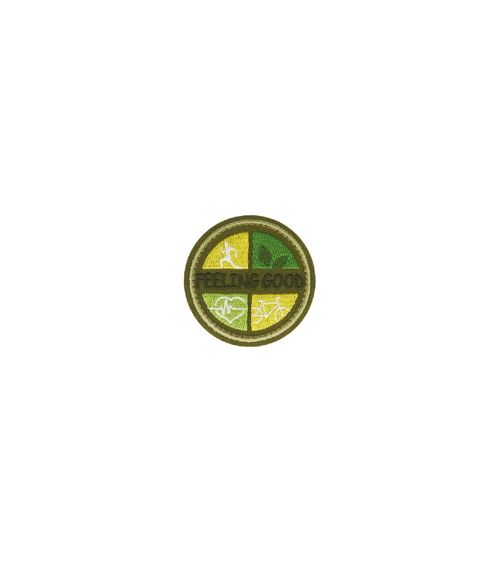 FEELING GOOD iron-on badge, khaki background, 5x5cm