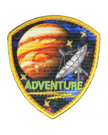 Set of 3 iron-on satellite badges around a planet 6.5 cm x 5.5 cm