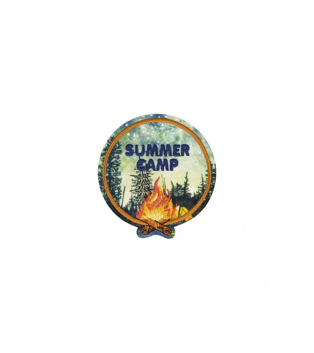 Summer camp printed nature iron-on badge 6x6cm