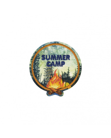 Summer camp printed nature iron-on badge 6x6cm