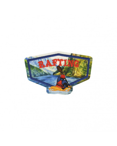 Nature iron-on patch with rafting print 4x8cm