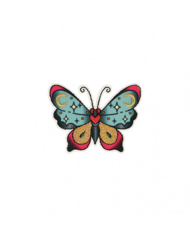 Toppe termoadesive farfalla blu rosa 6x4 cm