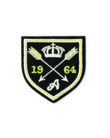 Lot de 3 écussons thermocollants luminescent blason fléché noir 50mm x50mm