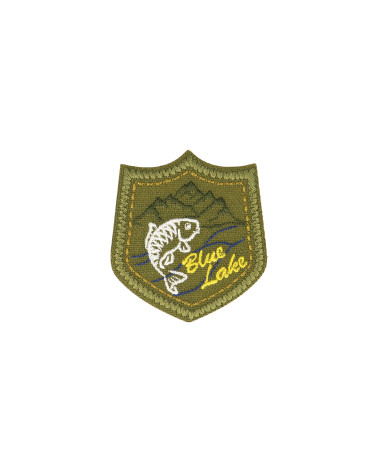 BLUE LAKE iron-on patch fish khaki background 5x5cm