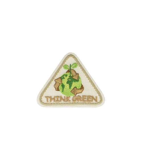 THINK GREEN triangle iron-on patch white 4x6cm