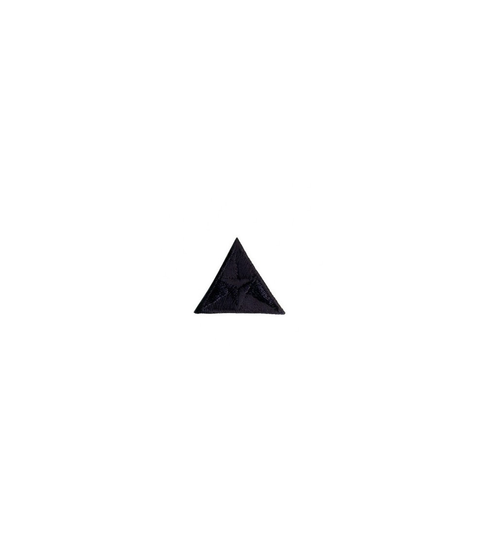 Dark grey embroidered triangle fly iron-on badge 2x2cm