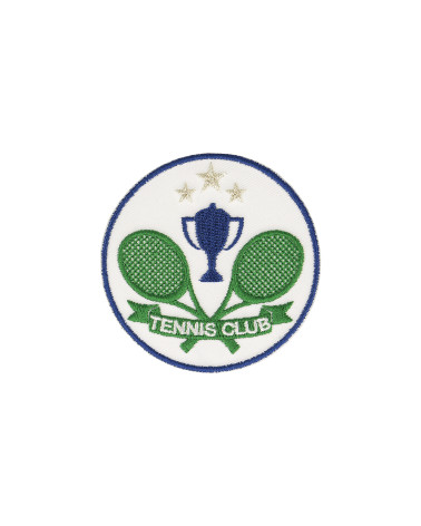 Green tennis club coat of arms iron-on patch 5x5cm