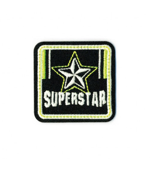 Set mit 3 schwarzen Superstar-Leuchtflicken zum Aufbügeln, 45 mm x 45 mm