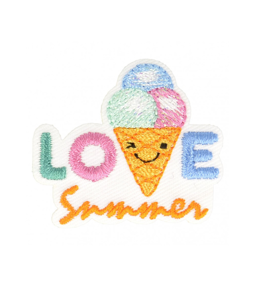 Lot de 3 écussons thermocollants cornet de glace love summer 3 cm x 3,5 cm