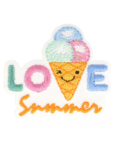 Set of 3 love summer ice cream cone iron-on patches 3 cm x 3.5 cm