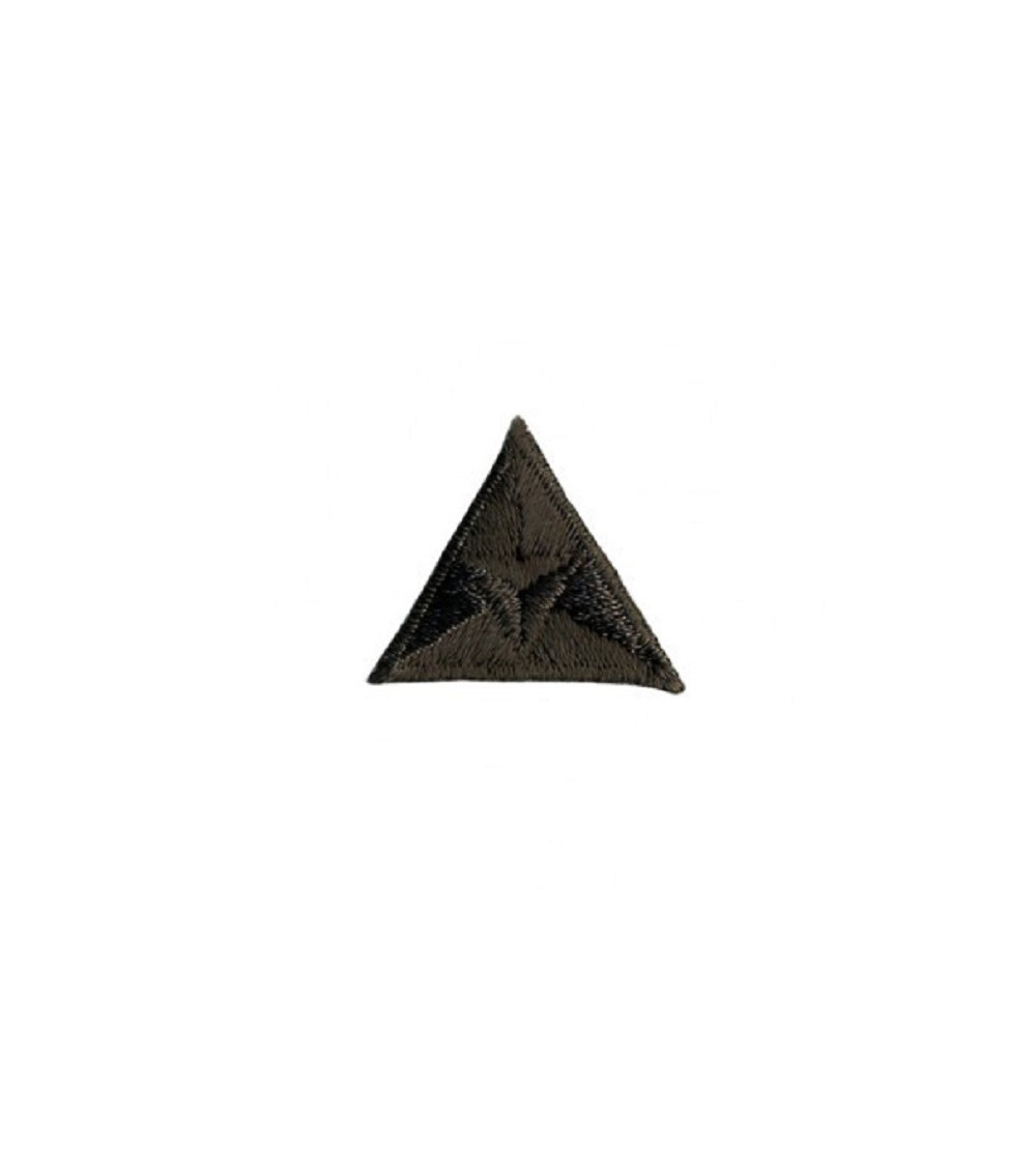 Iron-on embroidered triangle fly badge, brown, 2x2cm