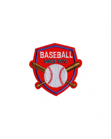 Set of 3 iron-on sports coat of arms patches 2.5cm x 3cm baseball