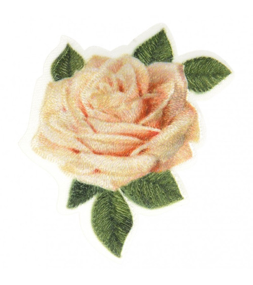 Lot de 3 écussons thermocollants rose avec feuilles 4 cm x 5 cm