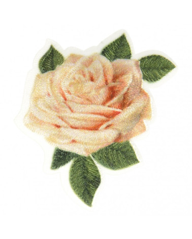 Set mit 3 rosafarbenen Aufbügelflicken mit Blättern, 4 cm x 5 cm