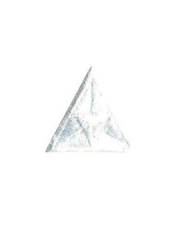 Weißer bestickter Aufnäher mit dreieckiger Fliege zum Aufbügeln, 2 x 2 cm