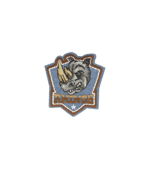 Jean rhino iron-on patch 5cm