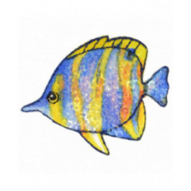 Lot de 3 écussons thermocollants à sequins poisson bleu et jaune 4,5 cm x 6 cm