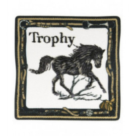Lot de 3 écussons thermocollants trophée cheval noir 6 cm x 6 cm