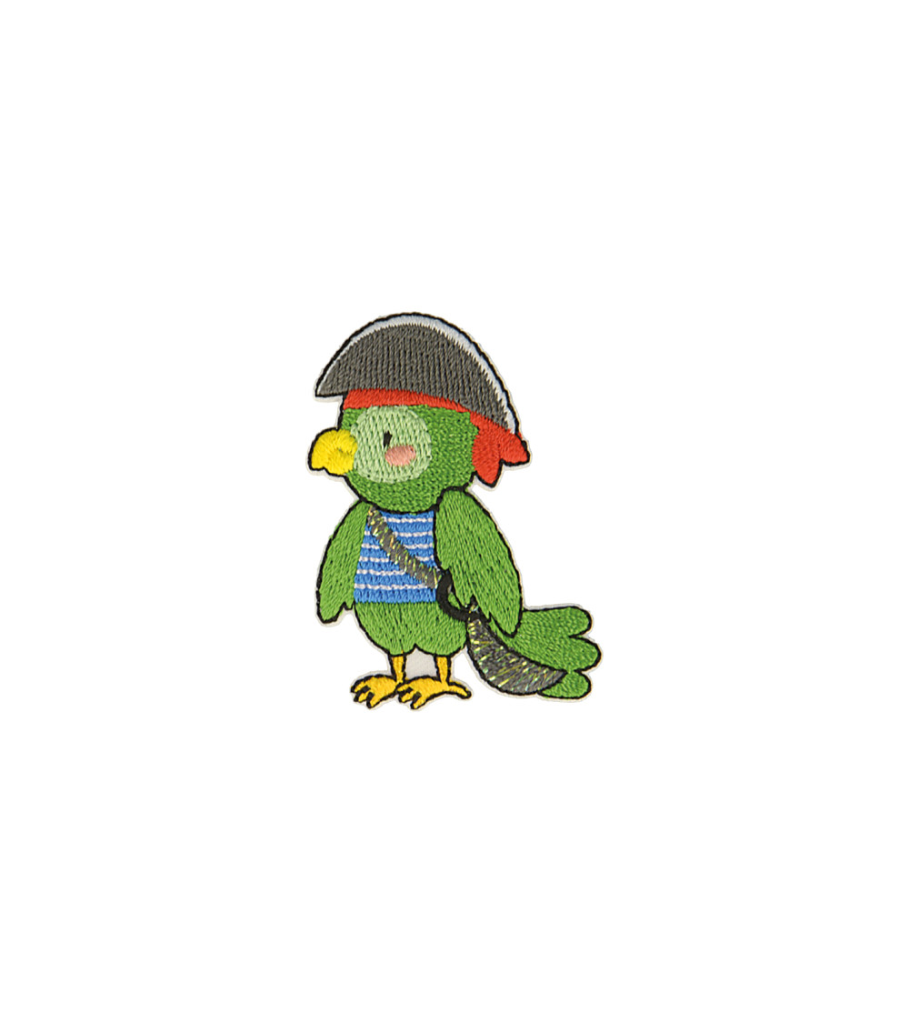 Pirate parrot animal iron-on patch 2.4cm x 4.4cm