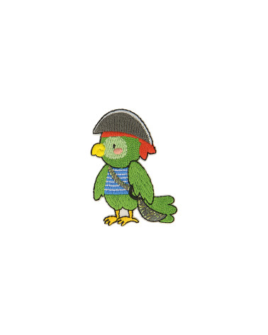 Pirate parrot animal iron-on patch 2.4cm x 4.4cm