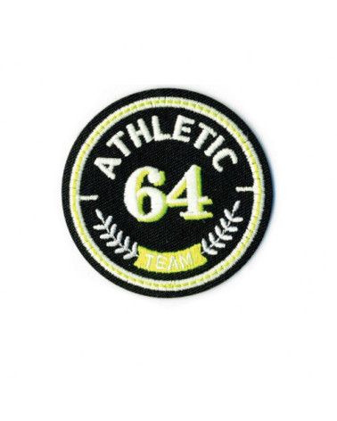 Set of 3 luminescent athletic 64 iron-on patches black 60mm