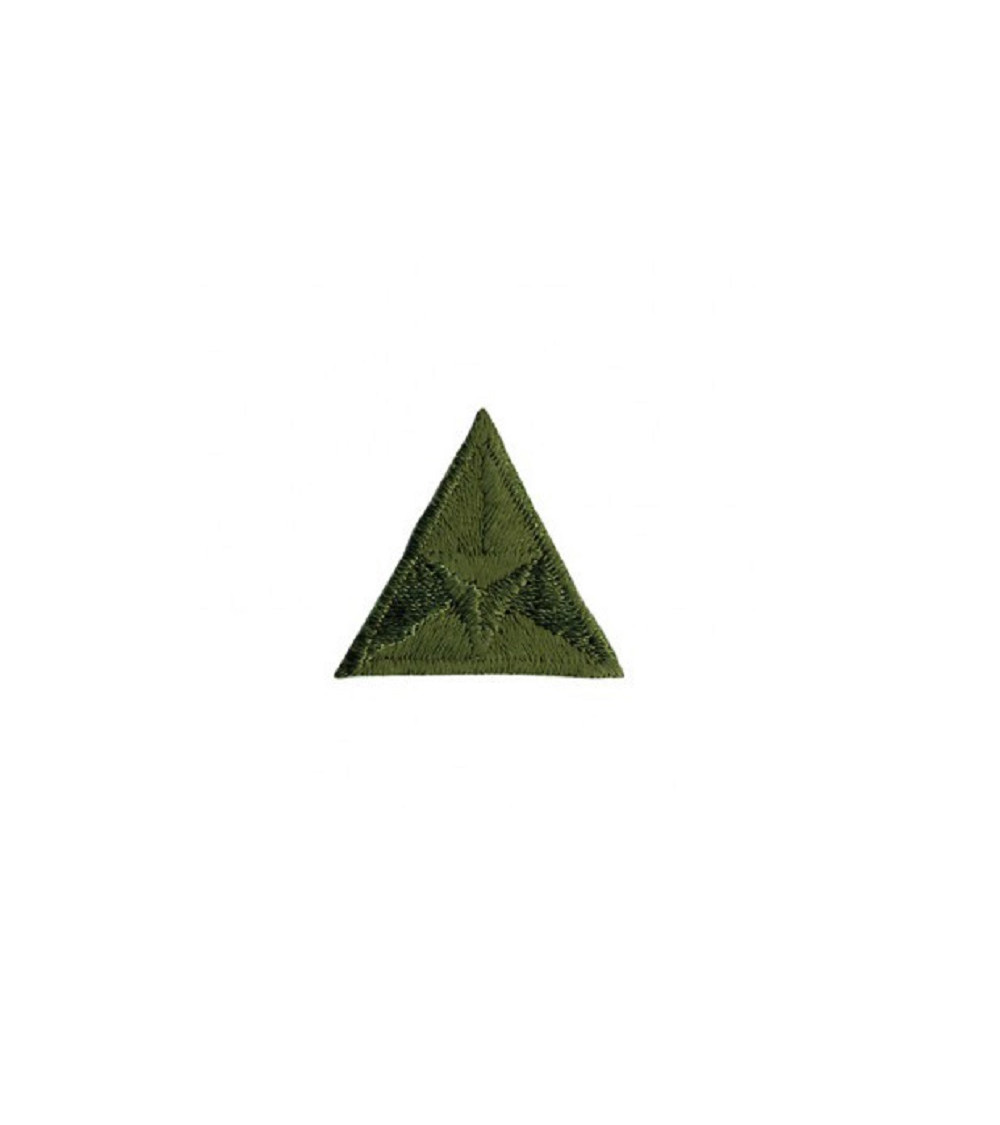 Khaki embroidered triangle fly iron-on patch 2x2cm