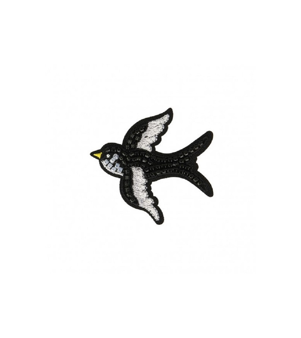 Pearl bird iron-on patch 6x5cm
