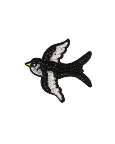 Pearl bird iron-on patch 6x5cm