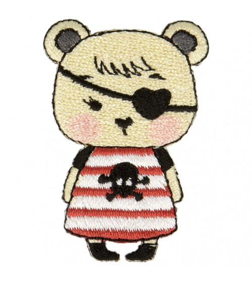 Set of 3 pirate girl teddy bear iron-on patches 4.5 cm x 3 cm