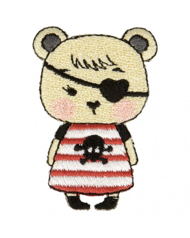 Set of 3 pirate girl teddy bear iron-on patches 4.5 cm x 3 cm