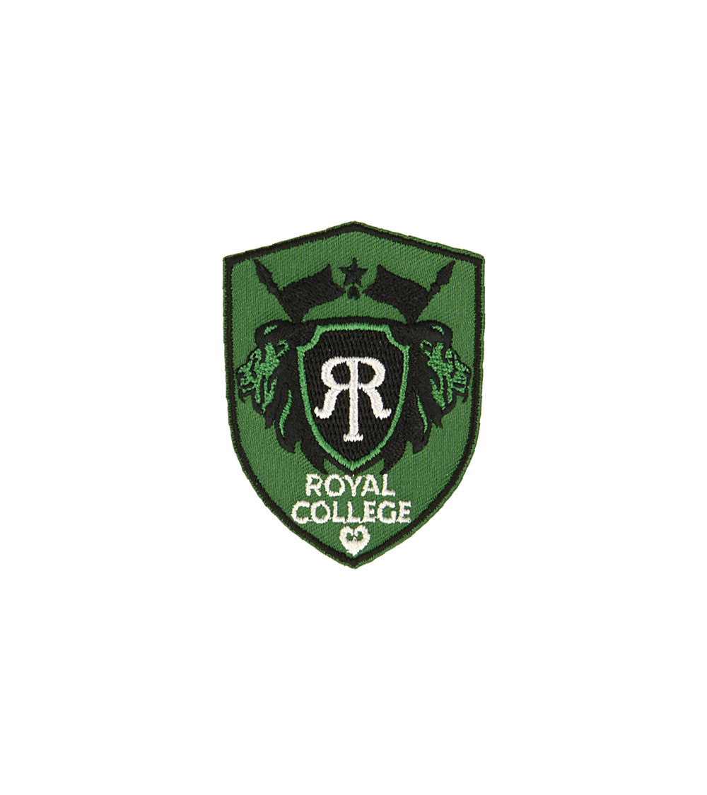 Royal college iron-on patch grey/green 4.6cm x 6cm