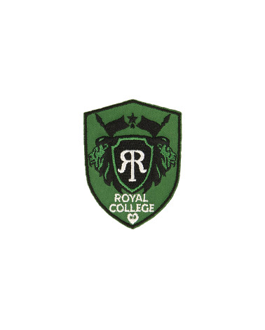 Royal college iron-on patch grey/green 4.6cm x 6cm