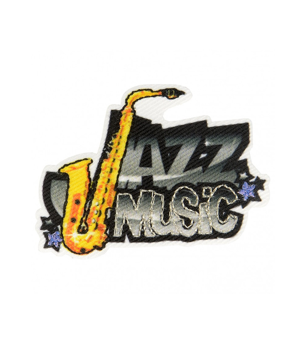 Lot de 3 écussons thermocollants musique jazz 3,5 cm x 5 cm