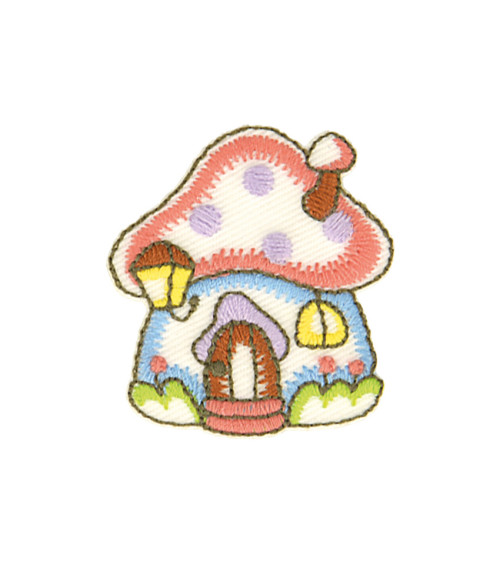 Iron-on patch funny garden house 4cm x 4.3cm