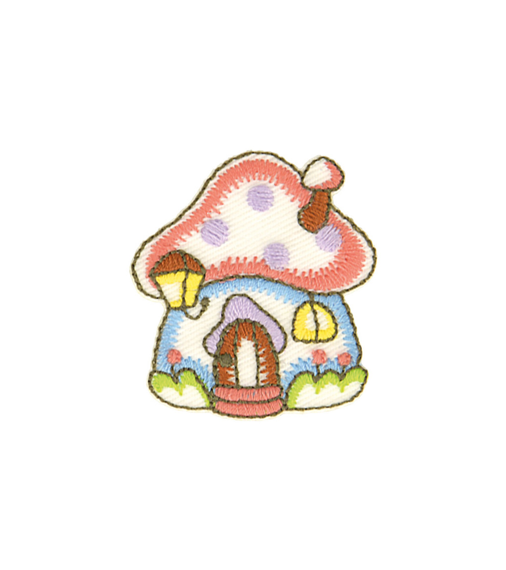 Iron-on patch funny garden house 4cm x 4.3cm