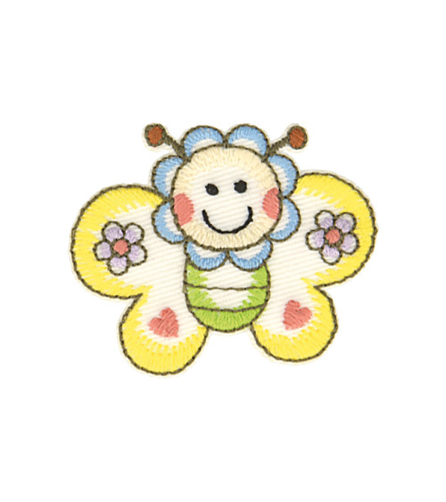 Funny butterfly garden iron-on patch 4.8cm x 4.1cm