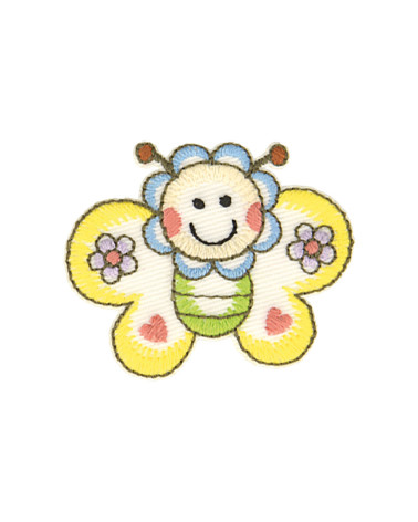 Funny butterfly garden iron-on patch 4.8cm x 4.1cm