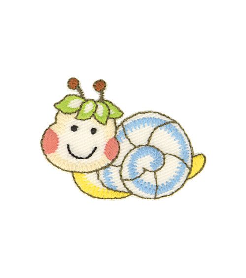 Funny garden iron-on patch snail 4.7cm x 3.5cm