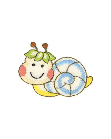 Funny garden iron-on patch snail 4.7cm x 3.5cm