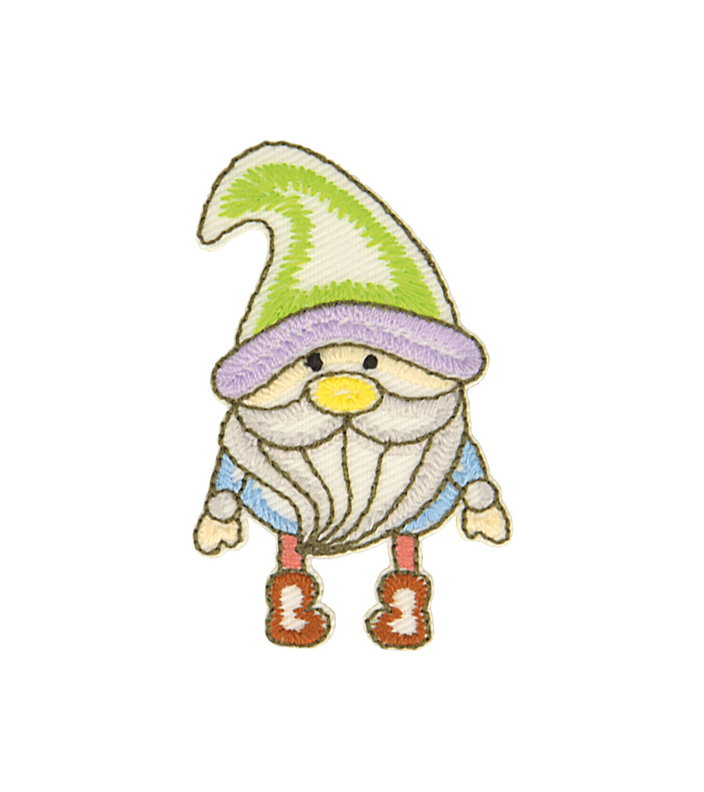 Funny dwarf garden iron-on patch 3.7cm x 6cm