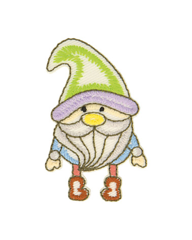 Funny dwarf garden iron-on patch 3.7cm x 6cm