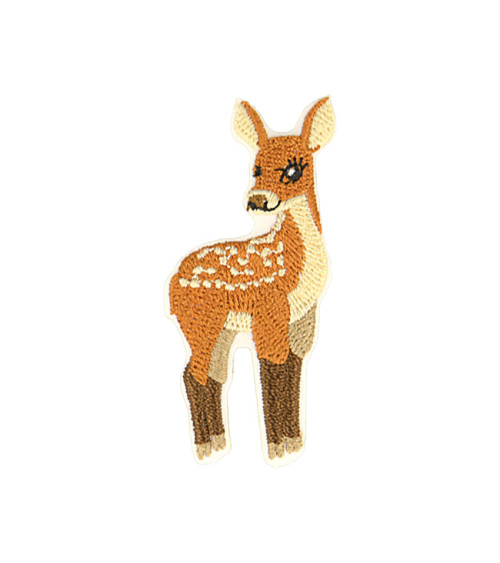 Ecusson thermocollant biche debout à gauche 2,7cm x 5,1cm