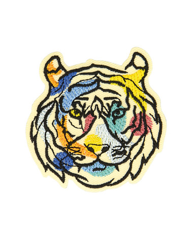 Ecusson thermocollant couleur nature tigre 5cm x 5,1cm