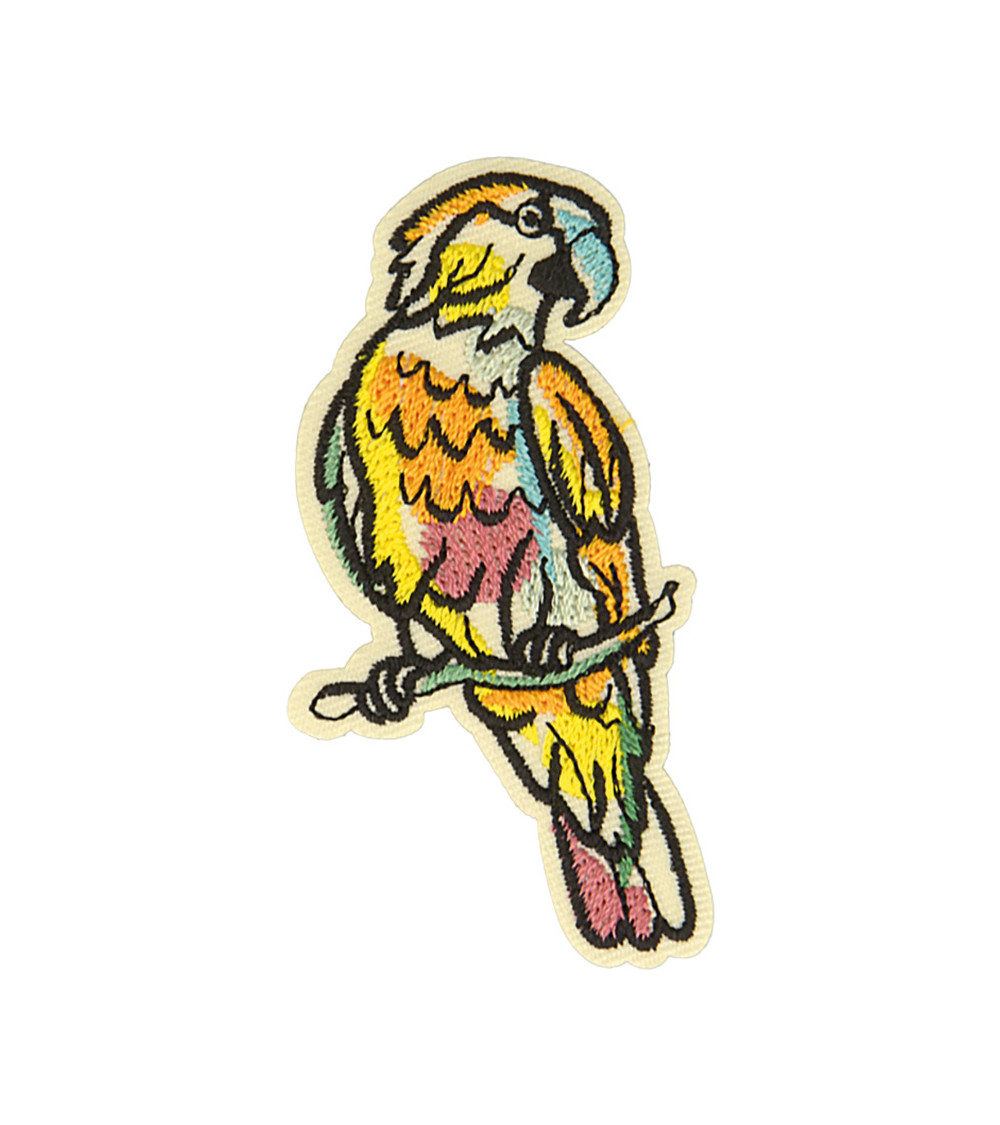Iron-on patch in natural parrot color 3.7cm x 6.7cm